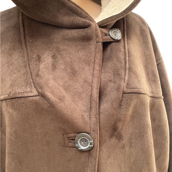 White Stag brown faux suede button down long sleeve oversized jacket size 3XL - Picture 4 of 15
